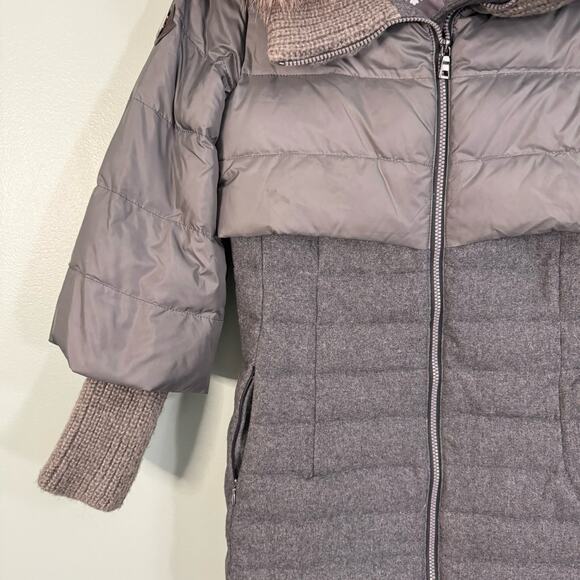 ARTURO Rouslana Puffer Jacket Womens Small Hoodie Wool Blend Down Feather Gray - Picture 13 of 13